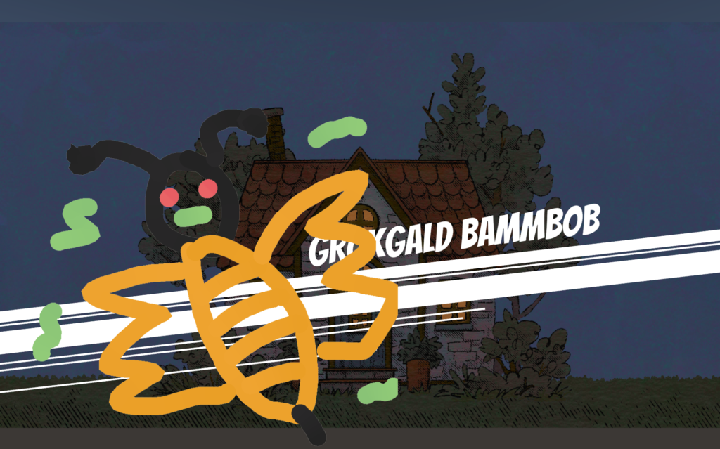 Monster shows up in front of a house